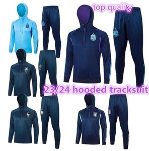 2023 2024 Argentina Compolada Futebol Adulto Sets Sets Brasil Itália Conjunto de tracksuit 23 24 MBAPPE Men