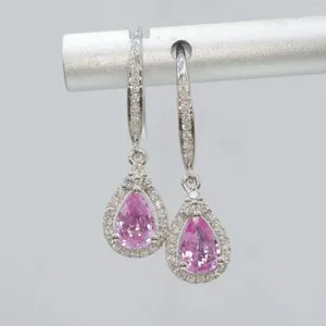 Dangle Earrings SFL2024 18K Gold Jewelry Natural 0.95ct Padparadscha Pink Sapphire Gemstones Diamonds Drop For Women