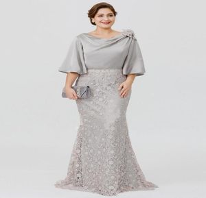 Grey Lace Plus Size Mother of the Bride Sukienki 2019 Nowy niestandardowy podłoga długość półkalia Sukienki Mother of Bride Sukienki M588072559