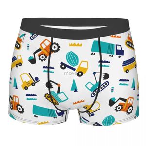 Underpants Funny Boxer Cute Excavators Cartoon Shorts Panties Men Underwear Trucks Boy Loves Breathable Underpants for Male S-XXL 24319