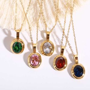 Fashion Design Pendant Necklaces Stainless Steel Light Luxury Multi Color Necklace Electroplated 18k Colorful Necklace Decoration Womens Classic Instagram