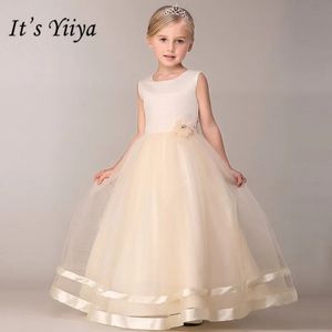 Dess yiiya blommor flicka klänningar 8 färger ärmlös oneck golvlängd flickor tävling vestidos de noches para ninas b815 240309