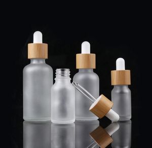 Bambu Cap Frosted Glass Droper Bottle Liquid Reagent Pipette Bottles Eye Droper Aromaterapi Essential Oils Parfyes Bottles1720253