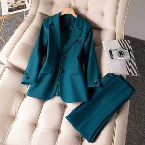 Plus Size S-3xl Womens Blazer and Pants 2-piece Set Ladies Long Sleeved Office Professional Suit Formal Trousers