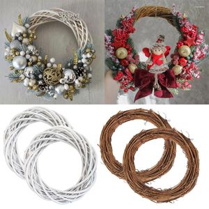 Decorative Flowers 1pc Christmas Wreath White Natural Wicker Rattan For Xmas Home Door/Tree Hanging Decorations DIY Accessories Noel Gifts