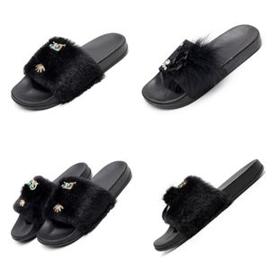 2024 GAI Designer Slippers Pink Grey Women's Summer Heel Sandals Quality Fashion Plush slippers sandals with External soft sole gladiator lycra fur cute pink black