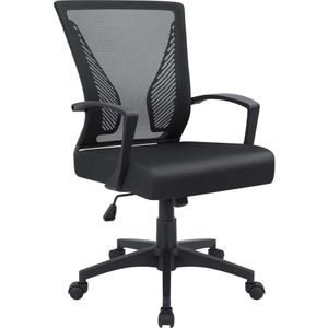 Furmax Office Mid Back Swivel Lumbar Support Desk Chair, Computer Ergonomic Mesh Chair with Armrest (black)