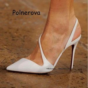 Sandały pokrywają palce damskie cienkie obcasy puste spiczasty slingback patent skórzany letni temperament buty