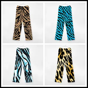 Kvinnors sömnkläder tigermönster pyjamasbyxor Herrkvinnor lounge super mjuk unisex sömnbottnar med fickor dragskon