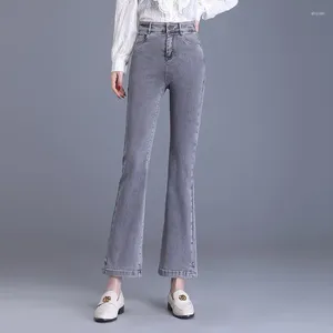 Jeans femininos mulheres elástico fino ajuste casual denim flare calças 2024 primavera outono escritório senhora elegante calças de cintura alta plus size 3283