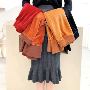 Skirts Winter Thick Plus Velvet Warm Skirt Women Korean Fashion High Waist Knitted Female Elegant Chic Fishtail