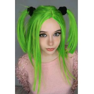 Peruker hårjoy cosplay peruk syntetiskt hår korta raka peruker mellersta delen bob rosa peruker för kvinnor