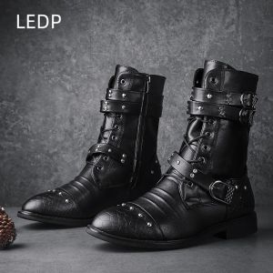 Boots New Men's Elegant Men's Formal Motorcycle Shoes Fashion Rivet Trend British Style Casual Luxury Spring and Summer Main Promotion