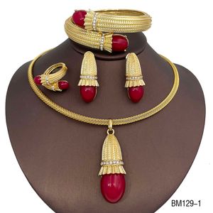 Conjunto de joias pingente de opala vermelha italiana para presente de joias de casamento uso diário acessórios femininos para festa