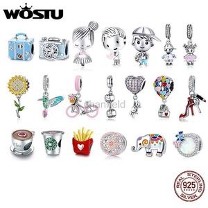 Bangle WOSTU 925 Sterling Silver women boy girls camera for recording animals pendant bee coffee ladybug beads Fit DIY original bracelet pendant jewelry 240319