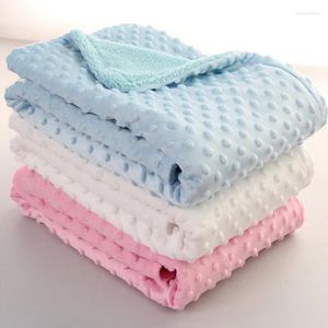 Filtar vinter mjuk fleece spädbarn baby filt swaddling född termisk solid sängkläder set bomullsvagning