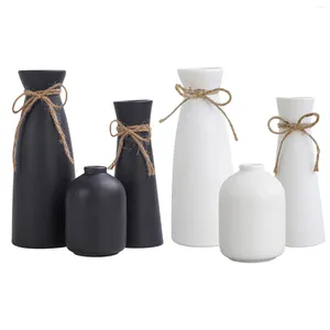 Vases 3 Pieces Flower Vase Set Modern Glossy Flowerpot Bud Ceramic Table Centerpiece For Wedding Dining Room Decoration