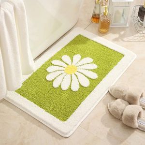 Mattor Little Daisy Washable Non-Slip Shower Mat Pink Green Black Grey Home Kitchen Badrum Badrum Entré Dekorera Liten mattor