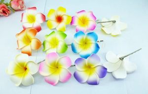 Haarschmuck, 50 gemischte Farben, Schaumstoff, hawaiianische Plumeria-Blume, Frangipani-Brautklammer, 6 cm