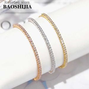 Charm Bracelets BAOSHIJIA Solid 18k Yellow Gold Fashion Eternity Diamonds Womens Jewelry Engagement 1 Delicate Adjustable Length L240319