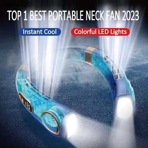 Electric Fans Mini Hanging Neck Fan Digital Display Air Cooler Bladeless Neck Fan Rechargeable Portable Air Conditioner Neck VentillatorC24319