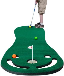 Aiuta a mettere i tappetini verdi Set per l'uso del putting da golf Incluso 1 putter 3 palline Aiuto per l'allenamento Metti bandiere a tazza Tappetino per allenamento per interni ed esterni