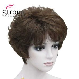 Syntetyczne peruki Cosplay Peruki Strongbeauty Posty kobiet puszyste naturalnie kręcone krótkie syntetyczne włosy pełne peruka 11 kolor 240329