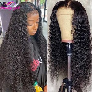 Synthetic Wigs Synthetic Wigs Water Wave Lace Front Wig 13x4 Lace Frontal Wig For Women Lace Closure Wig Deep Curly Human Hair Wigs Pre Plucked Cheap Wig 240328 240327