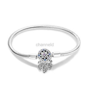Bangle Sparkling Protective Dreamcatcher 925 Silver Chain Viper Chain Bracelet Matched Bead Pendant Silver Jewelry Bracelet For Women 240319