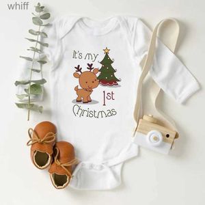 Rompers Its My First Christmas Newborn Baby Bodysuit Long Sleeve Cotton Body Baby Boy Onesie Cute Baby Girl Christmas Romper ClothesC24319