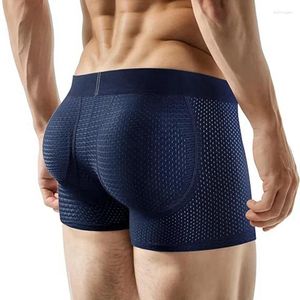 アンダーパンツJockmail Mens Underwear Boxer Mesh Hip Pads Men's Boxers Bupadded Elastic Truncks Enhancement Gay