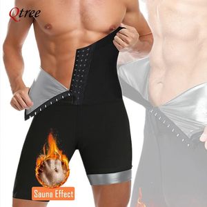 Qtree Slimbing Shaper Shaper Men Men Control Shorts Lose Thress Thermal Sauna Половина брюк сжигает жирное восстановление живота 240318