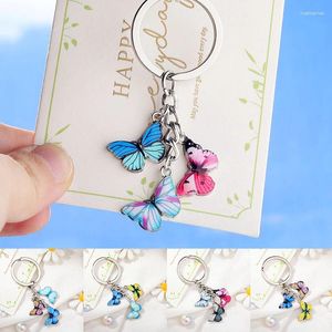 Kliny hurtowy motyl brelowain Uchwyt Enomel Metal Animal Keyring Keyring Kobiet torba wisieć urok biżuteria akcesoria prezentowe