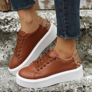 Casual Shoes Women's 2024 Flat Sports Fashion Versatile Sneakers Lace Up Large Size Temperament Solid Color