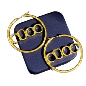 Нежные высококачественные позолоченные серьги-кольца в современном стиле, элитные дизайнерские серьги с надписью, повседневные универсальные серьги в стиле минимализма, темпераментные женские серьги zl175 I4