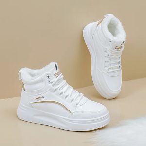 Botas tênis brancos tênis femininos Sapatos de inverno Moda Plataforma de patine Skate Boots Woman Comfort Plus Plus