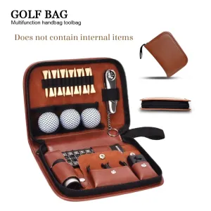 Väskor Golf Kit Tool Carrying Bag Multifunction Bag Faux Leather Set Tool Range Finder Knife Ball Clip Tee Score Golf Accessories