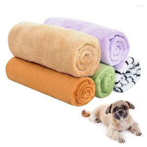 Hundkläder husdjur säng filt mjuk fleece katt kudde handduk vinter varm ren färg valp sovande täcke för matta