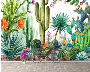 Wallpapers Custom Po Self Adhesive Wallpaper 3D Large HD Wall Paper Tropical Rainforest Plant Cactus Flowers Fashion Murals Waterproof