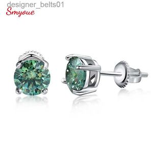 Stud Smyoue Her biri 0.3-2Ct 11 Renk Yeşil Moissanit Saplama Kadınlar İçin Küpe Vidalı Posalay Kulak Çemberleri Katı Sterling Gümüş 925 Jewelryc24319