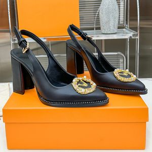 New Czech Rhinestone Gold-plated Buckle Sandals with Luxury Calf Skin and Sheepskin Fabric Lining for Soft and Comfortable Classic Rubber Outsole High Heel Shoes