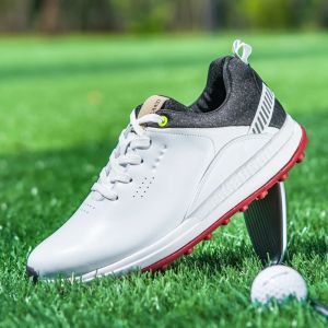 Buty oryginalne skórzane buty golfowe mężczyzn Wodoodporne trampki golfowe czarne białe buty do golfowania duże rozmiar 4047 butów golfowych Athletics Gym