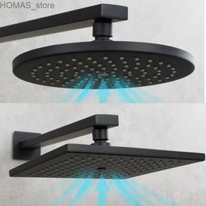 Soffioni doccia da bagno Soffione doccia a soffitto da 8 pollici soffione doccia a pioggia vasca da bagno circolare quadrata in acciaio inossidabile massaggio termale accessori da bagno set nero Y240319