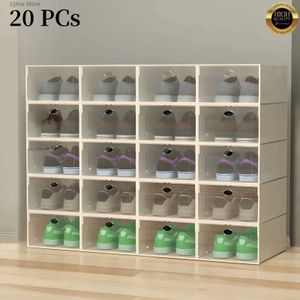 Aufbewahrungshalter Racks 20 Stück Schuhaufbewahrung transparentes Schuh-Organizer-System stapelbare Kunststoff-Sportschuh-Displaybox Aufbewahrungsbox Schuhregal Y240319