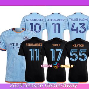 2024 MLS NYCF FC Camisa de futebol masculina Major League 24 25 Camisa de futebol Primária Home Sky Blue Away Preto TALLES MAGNO FERNANDEZ RODRIGUEZ KEATON uniformes de futebol