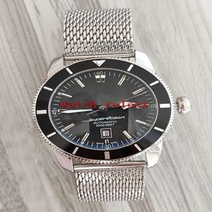 Luxry Super Ocean Heritage 46mm A1732124 BA61 154A Black Dial Japan Miyota Automatic Mens Watch Ceramic Bezel Stainless Steel Band2656