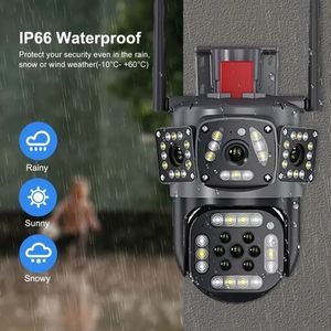 QX124 PIRモーション検出IRナイトビジョン防水V380双眼監視カメラ屋外WiFiセキュリティカメラ