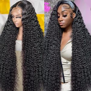 30 40 inç gevşek kıvırcık 13x6 hd dantel ön insan saç perukları siyah kadınlar için ön kopukluk Brezilya saçları 13x4 derin dalga ön peruk