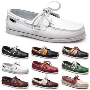 Sapatos casuais masculinos preto lazer prata taupe dlives marrom cinza vermelho verde andando baixo macio multis couro masculino tênis ao ar livre formadores sapatos de barco respirável bb006