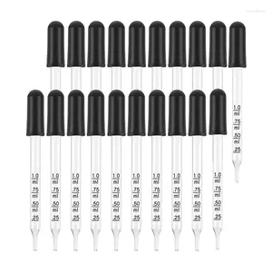 エッセンシャルオイル用の20 PCS 20CS Eye Dropper 1mlのピペット黒いラバーヘッド薬を落とす